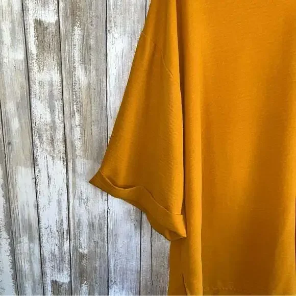 BiBi Mustard Oversized High Low Pocket Blouse - Picture 4 of 6